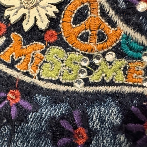 Miss Me JP5727S5 Psychedelic Wing Cross Pocket Skinny Blue Jeans Size 29 - Picture 4 of 13